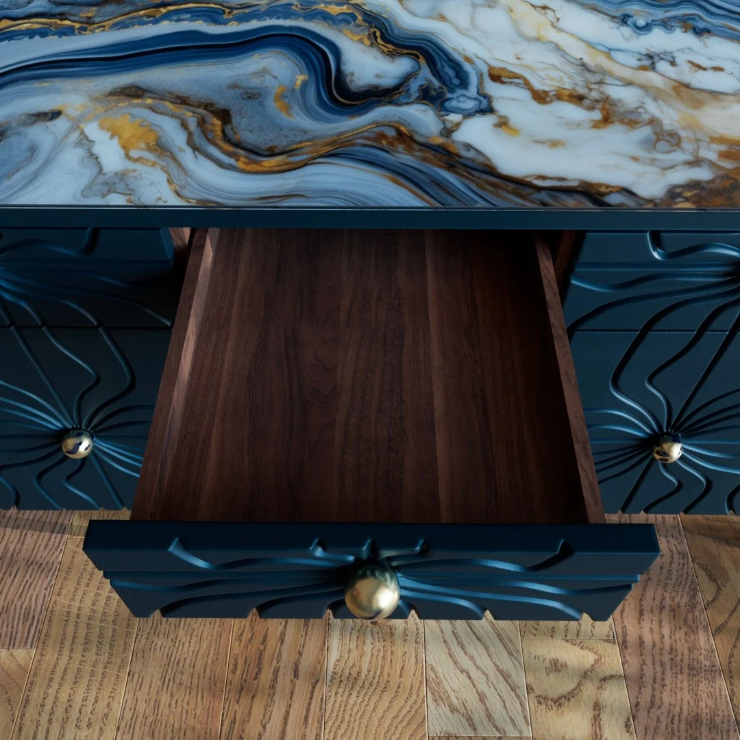 Close view of the Dark-Blue drawer