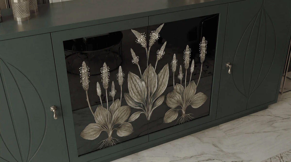 Plantain-inspired artwork on the Obako panel