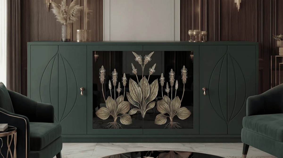 Obako sideboard in a dark green interior