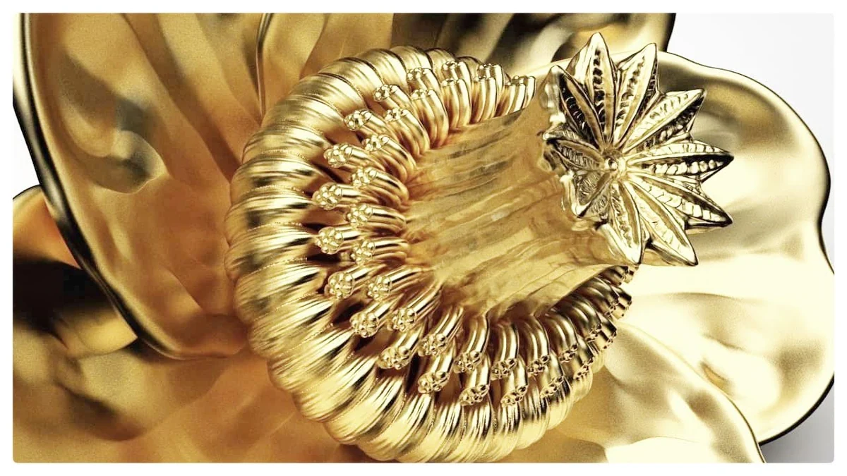 Golden flower-shaped furniture handle by Eugene Zalan